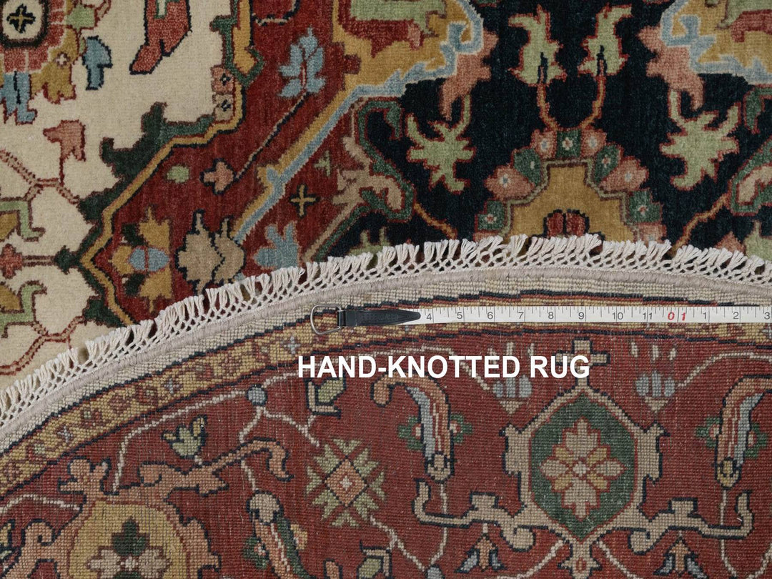 5'10" x 10'10" New Hand Knotted Ivory Wool Round Oriental Rug - MOA10292454