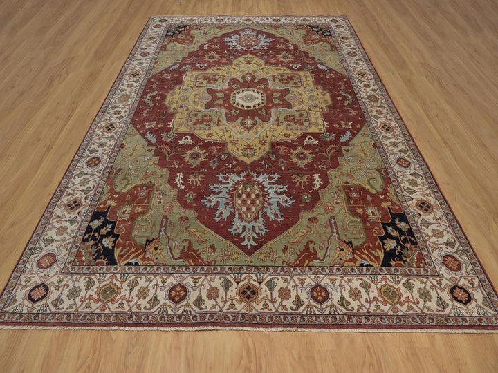 9'3" x 12'2" New Hand Knotted Red Wool Rectangle Oriental Rug - MOA10292455