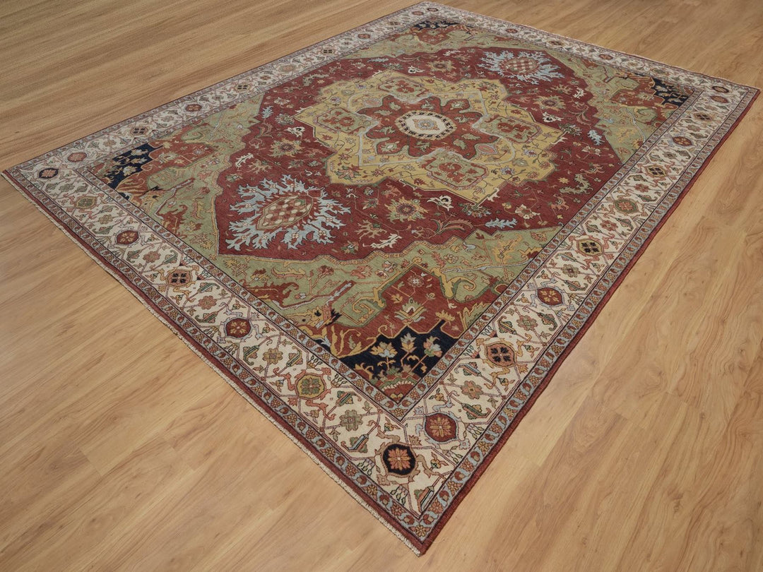 9'3" x 12'2" New Hand Knotted Red Wool Rectangle Oriental Rug - MOA10292455