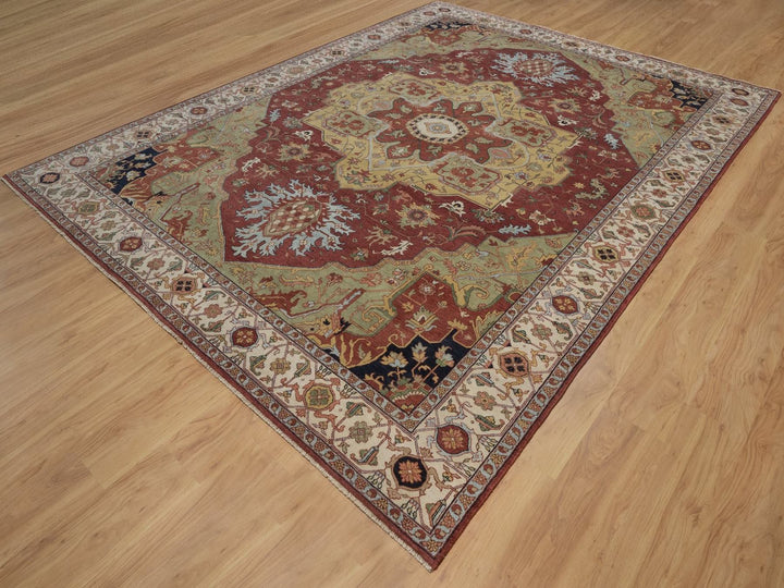 9'3" x 12'2" New Hand Knotted Red Wool Rectangle Oriental Rug - MOA10292455