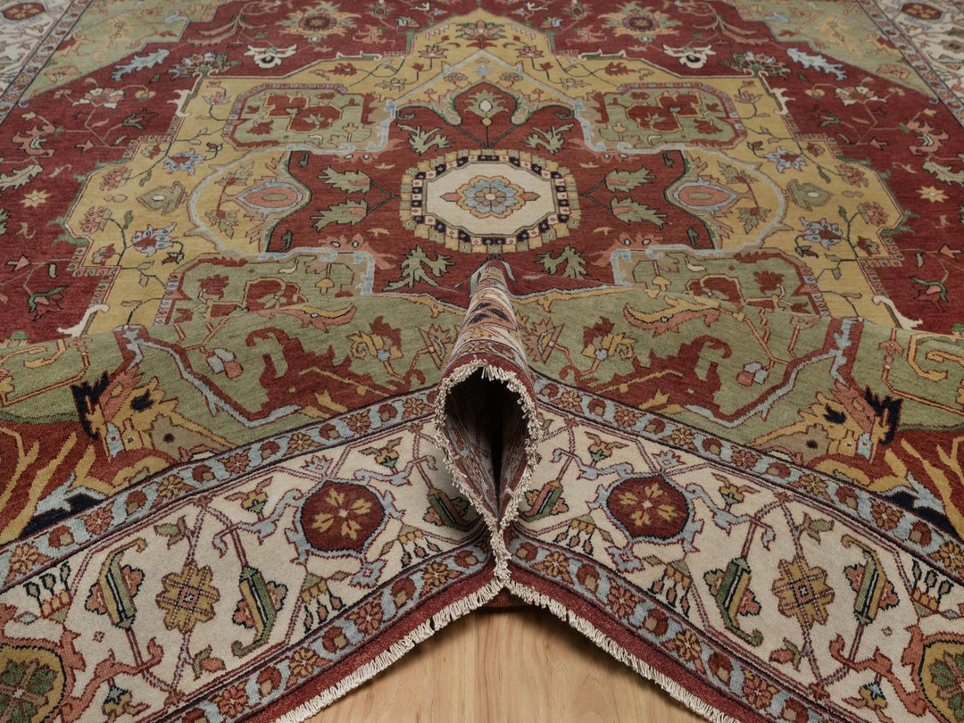 9'3" x 12'2" New Hand Knotted Red Wool Rectangle Oriental Rug - MOA10292455