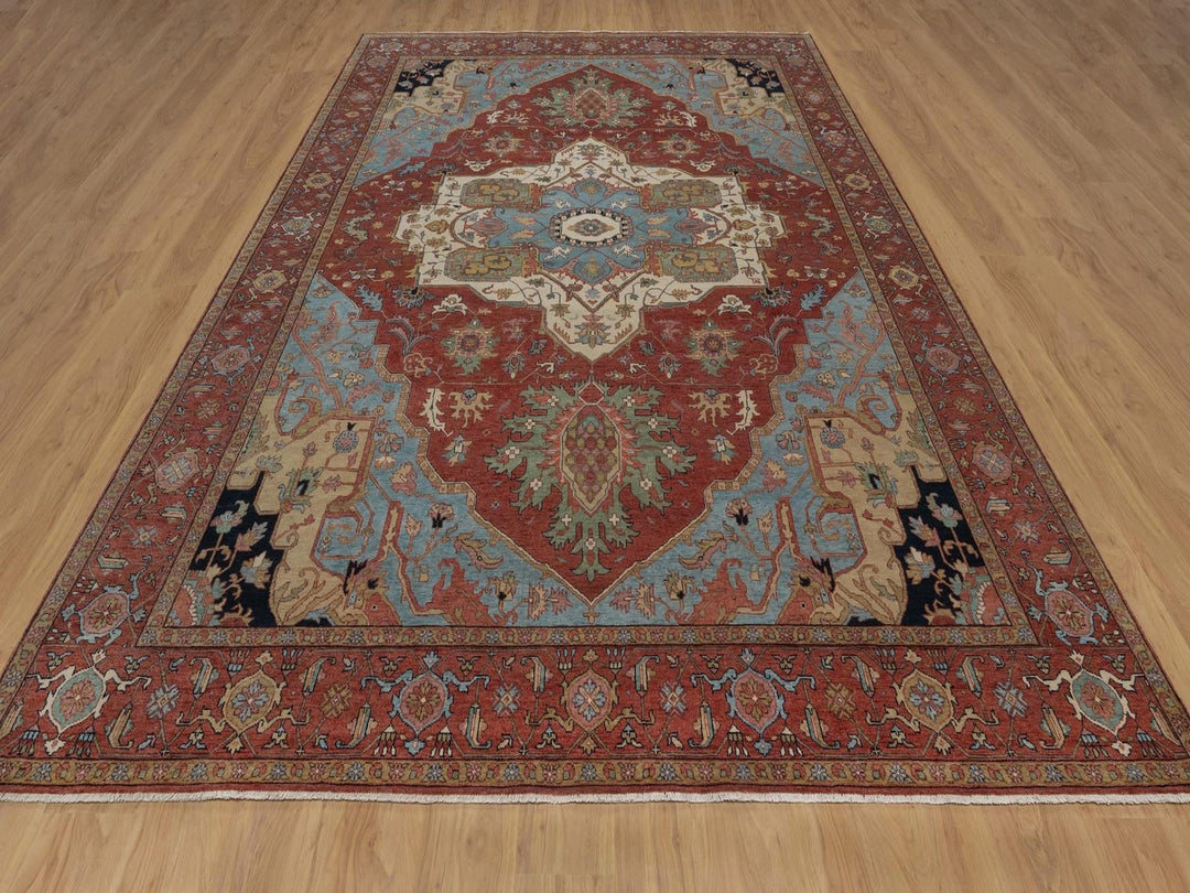 8'10" x 12'1" New Hand Knotted Red Wool Rectangle Oriental Rug - MOA10292456