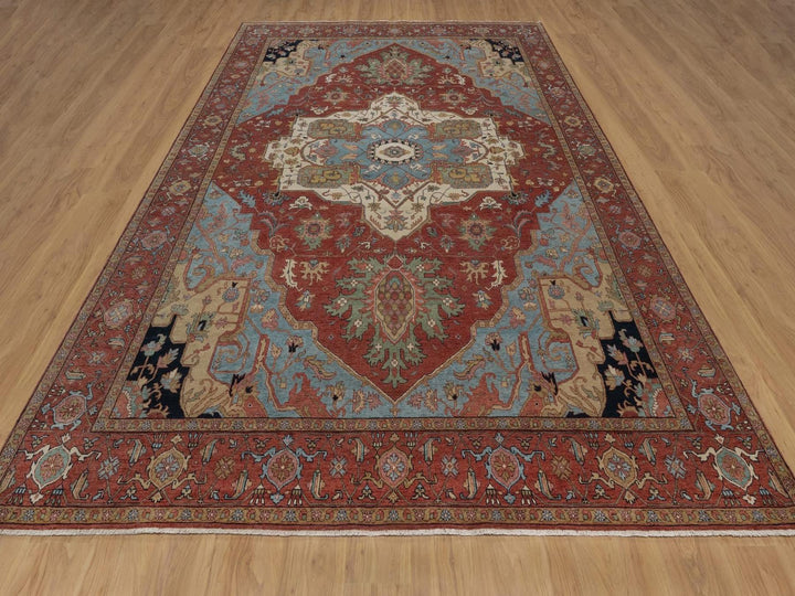 8'10" x 12'1" New Hand Knotted Red Wool Rectangle Oriental Rug - MOA10292456