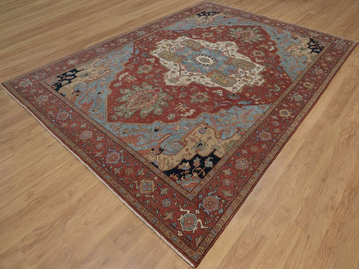 8'10" x 12'1" New Hand Knotted Red Wool Rectangle Oriental Rug - MOA10292456