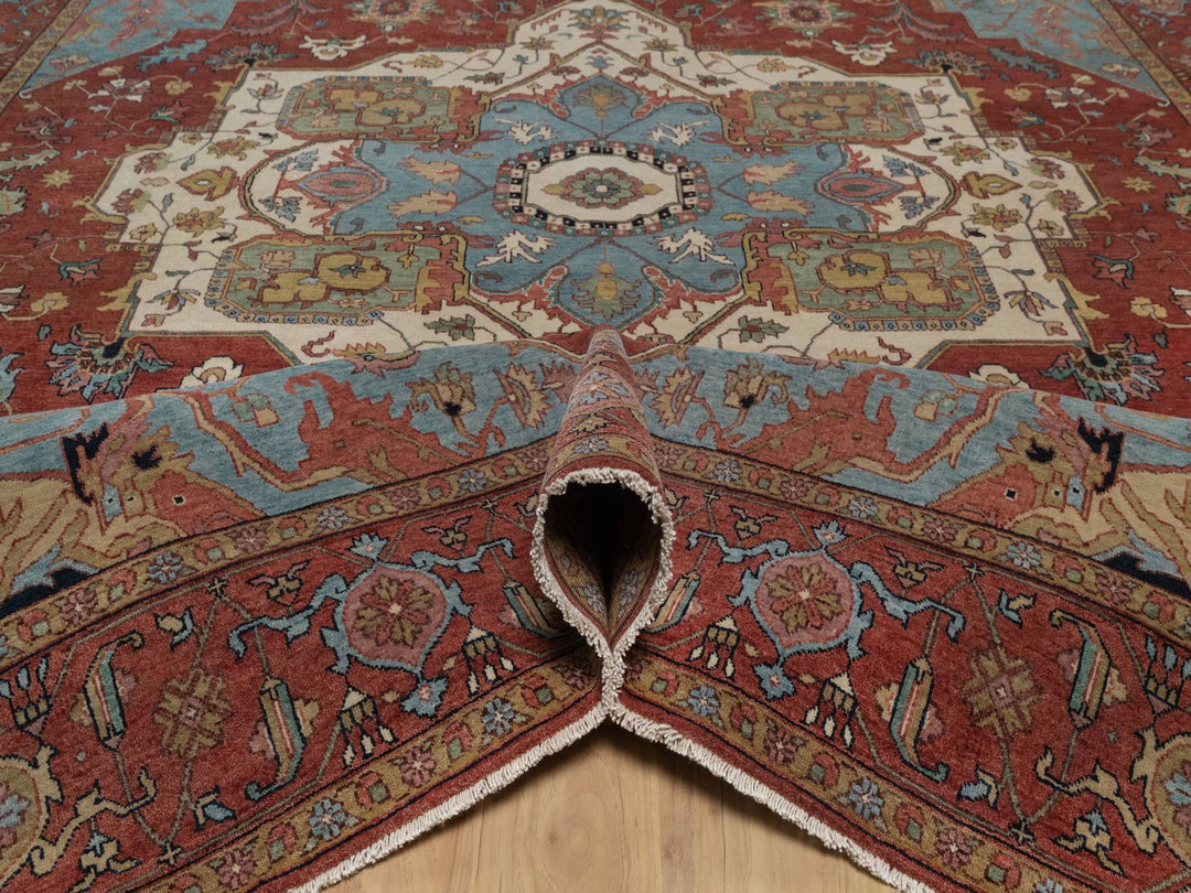 8'10" x 12'1" New Hand Knotted Red Wool Rectangle Oriental Rug - MOA10292456