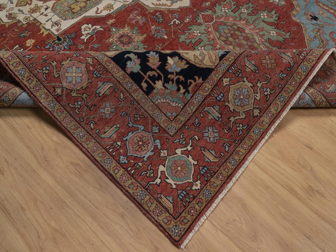 8'10" x 12'1" New Hand Knotted Red Wool Rectangle Oriental Rug - MOA10292456