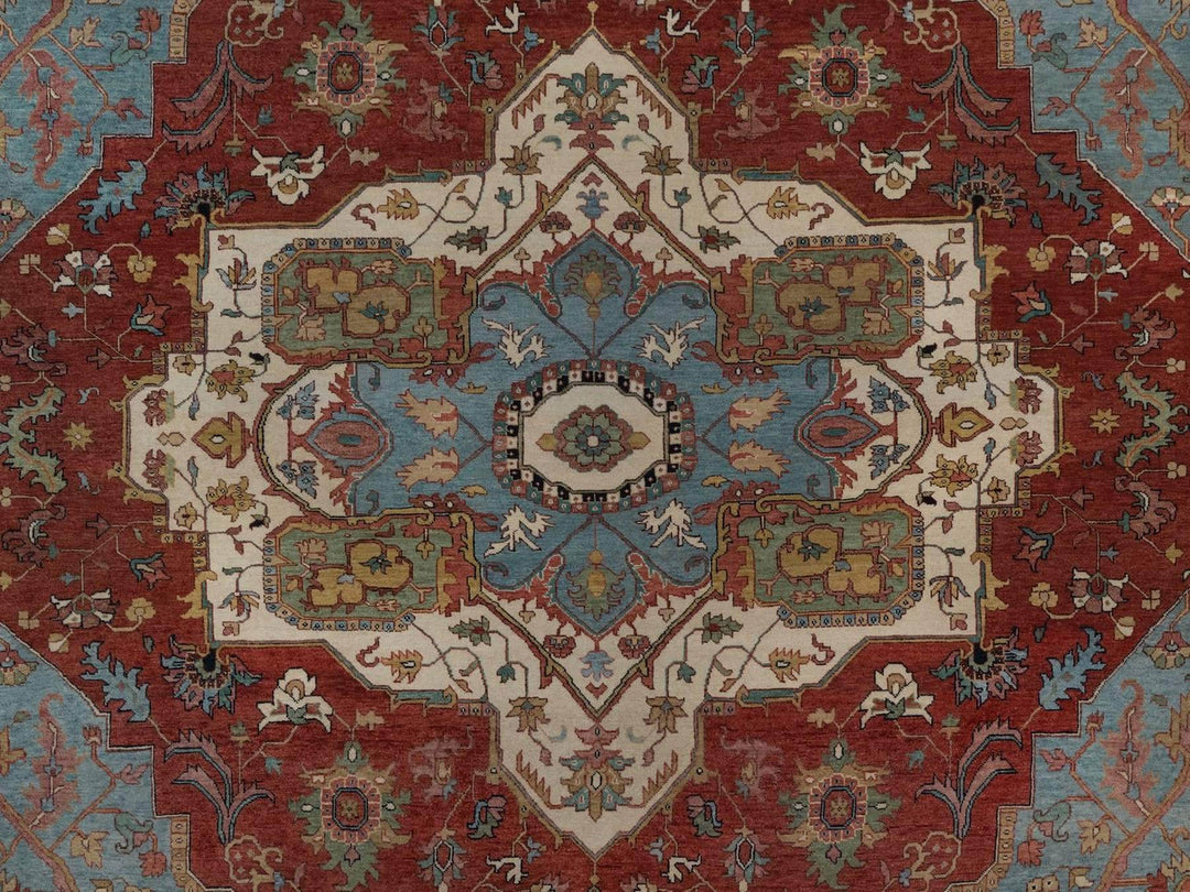 8'10" x 12'1" New Hand Knotted Red Wool Rectangle Oriental Rug - MOA10292456