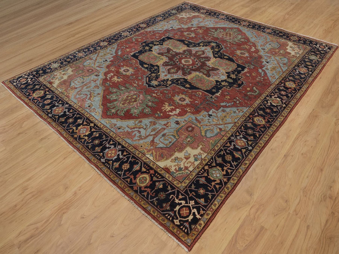 8'0" x 10'1" New Hand Knotted Red Wool Rectangle Oriental Rug - MOA10292457