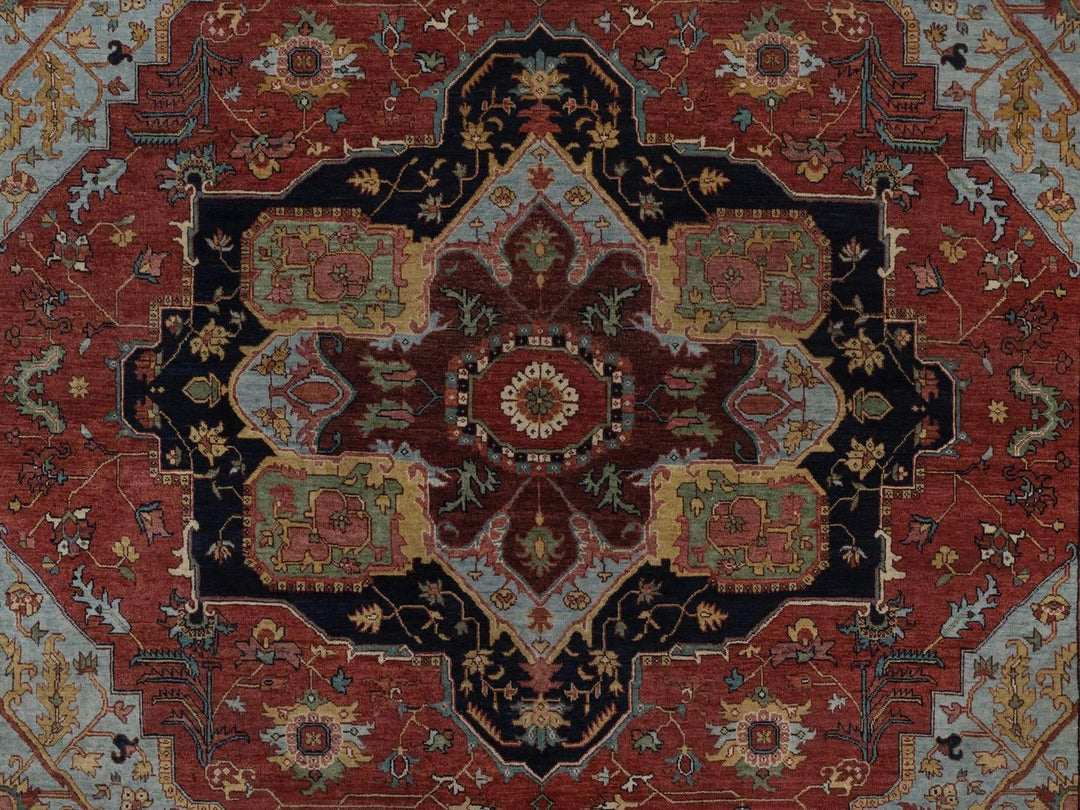 8'0" x 10'1" New Hand Knotted Red Wool Rectangle Oriental Rug - MOA10292457