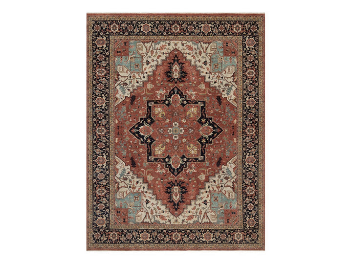 9'1" x 12'1" New Hand Knotted Red Wool Rectangle Oriental Rug - MOA10292458