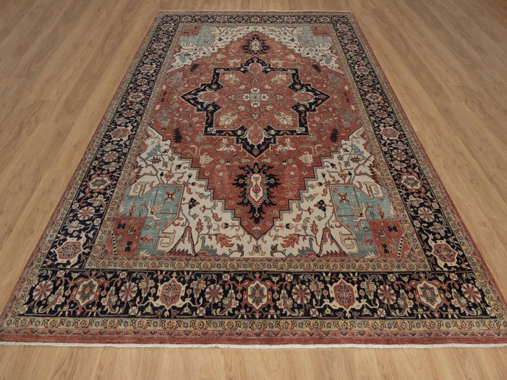 9'1" x 12'1" New Hand Knotted Red Wool Rectangle Oriental Rug - MOA10292458