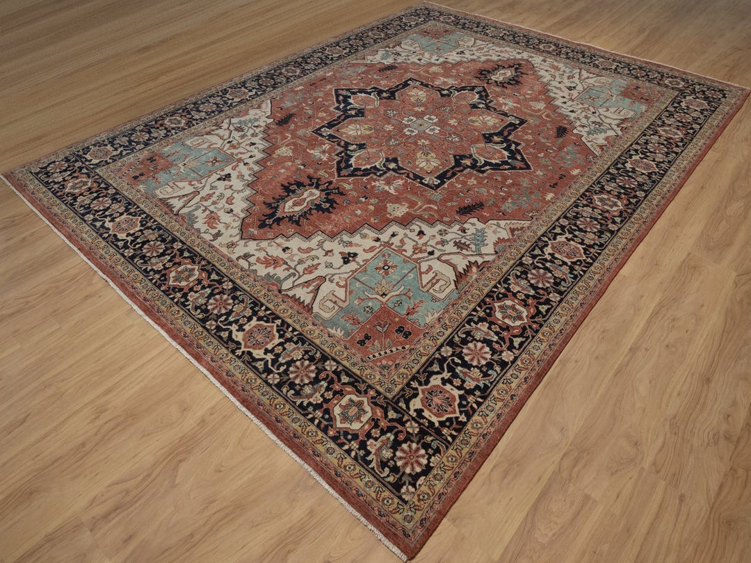 9'1" x 12'1" New Hand Knotted Red Wool Rectangle Oriental Rug - MOA10292458