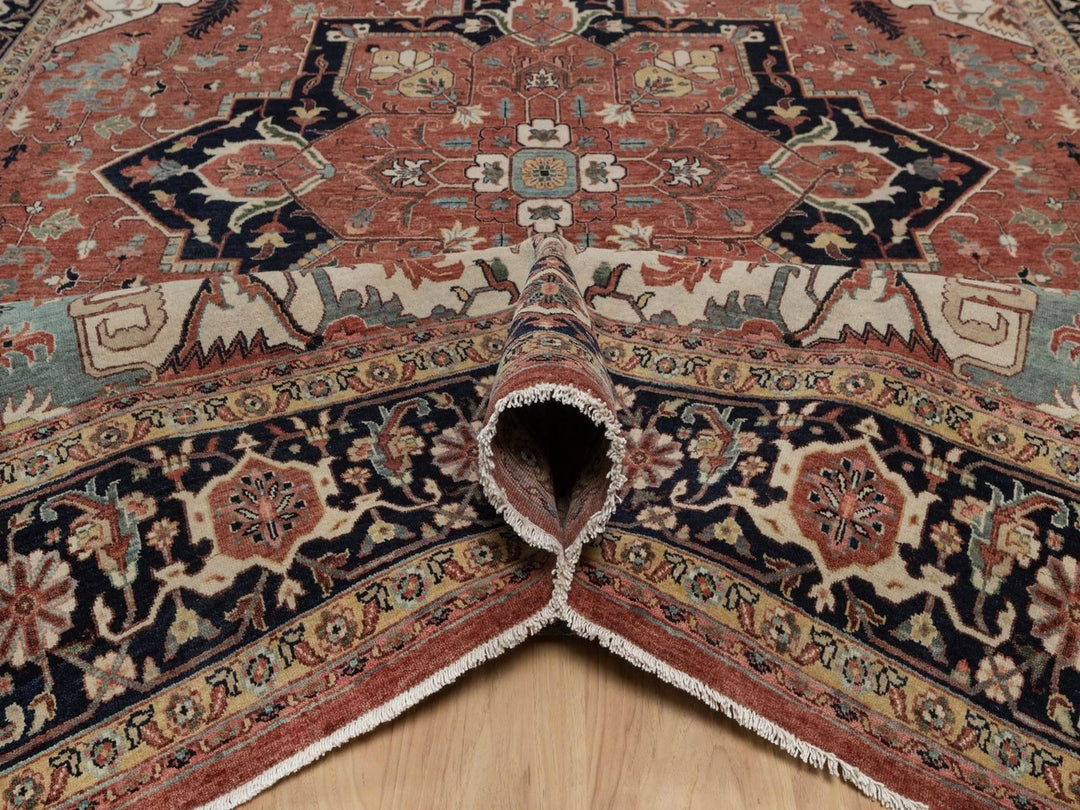 9'1" x 12'1" New Hand Knotted Red Wool Rectangle Oriental Rug - MOA10292458