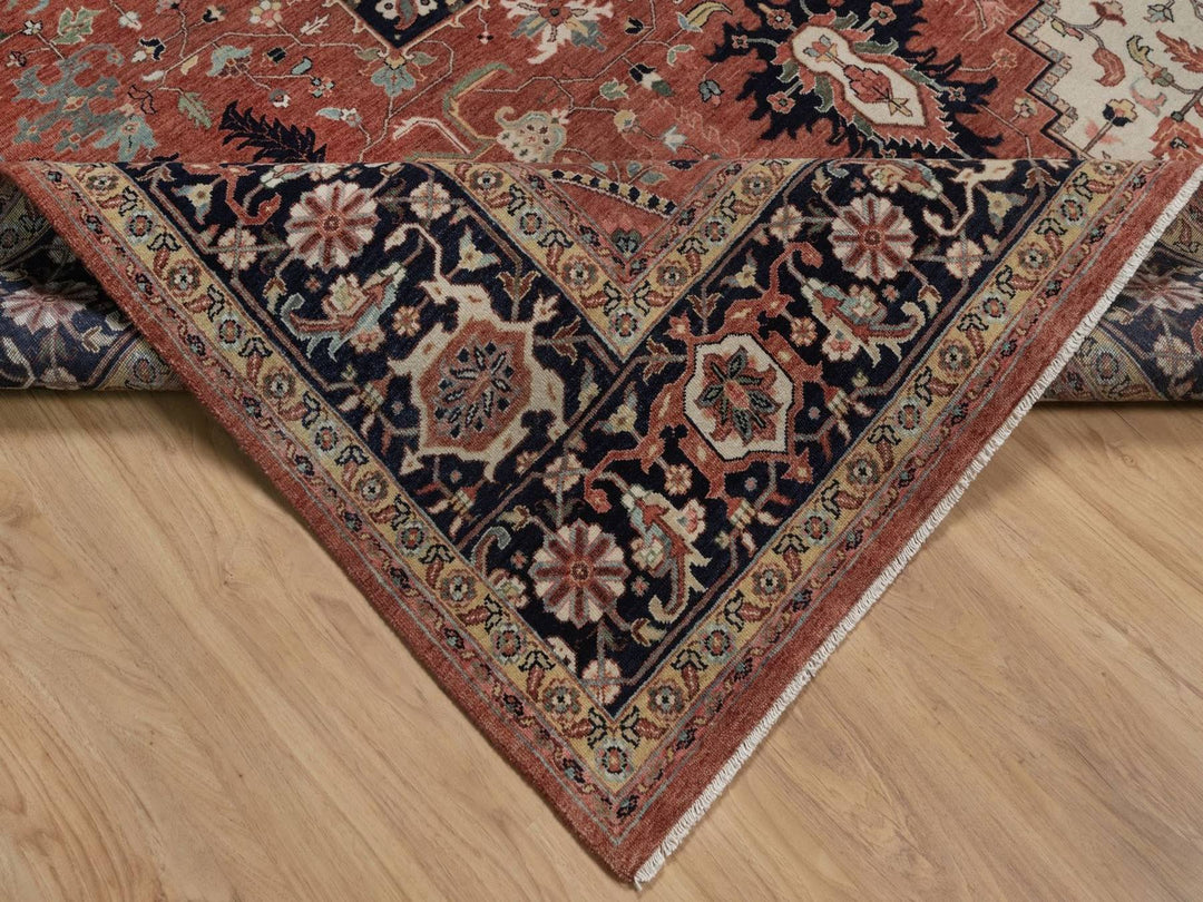 9'1" x 12'1" New Hand Knotted Red Wool Rectangle Oriental Rug - MOA10292458