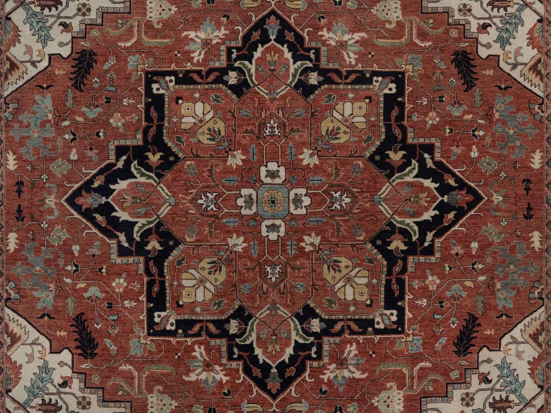 9'1" x 12'1" New Hand Knotted Red Wool Rectangle Oriental Rug - MOA10292458