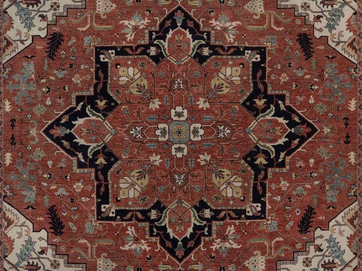 9'1" x 12'1" New Hand Knotted Red Wool Rectangle Oriental Rug - MOA10292458