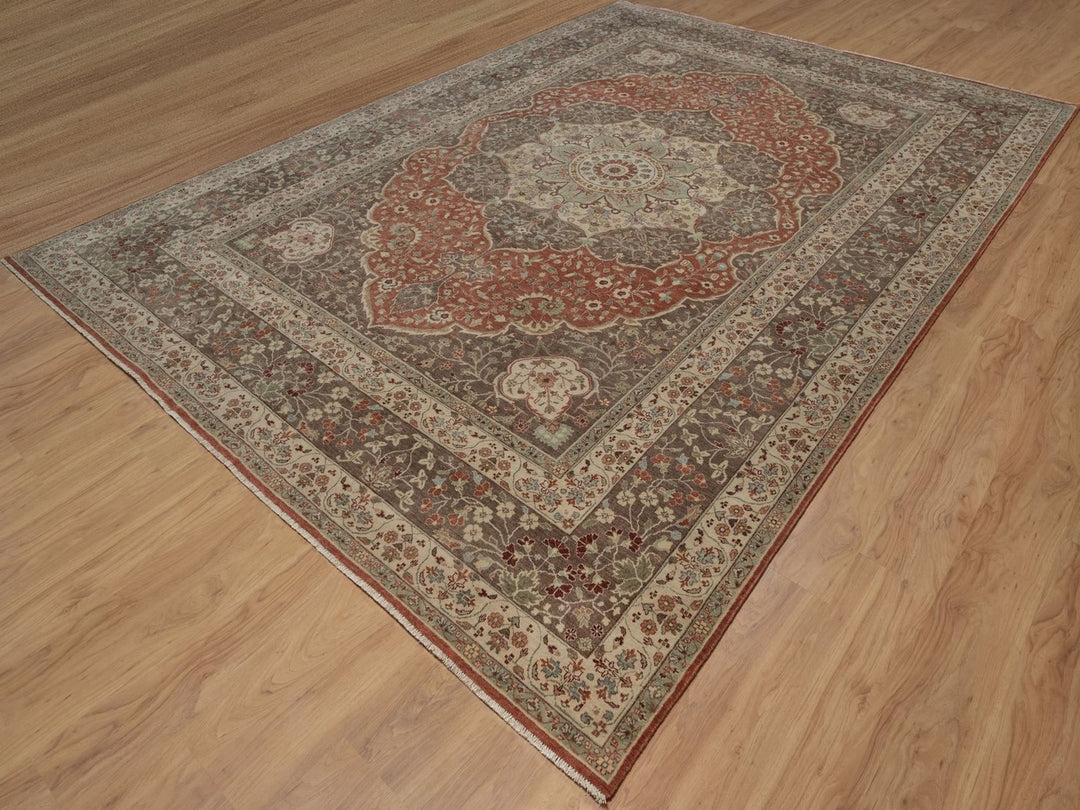 10'0" x 14'1" New Hand Knotted Red Wool Rectangle Oriental Rug - MOA10292459