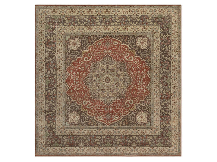 9'11" x 10'4" New Hand Knotted Red Wool Square Oriental Rug - MOA10292460