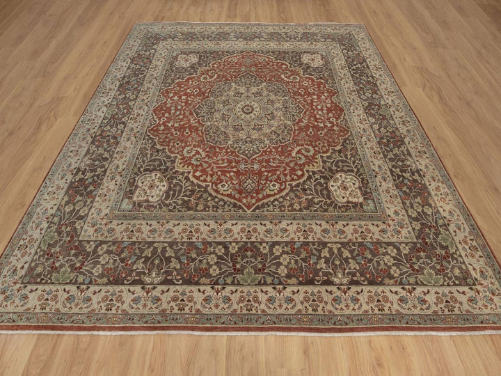 9'11" x 10'4" New Hand Knotted Red Wool Square Oriental Rug - MOA10292460