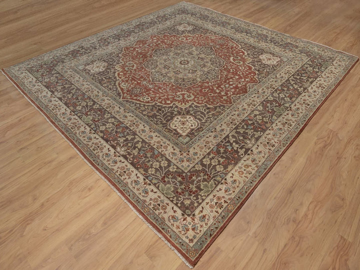 9'11" x 10'4" New Hand Knotted Red Wool Square Oriental Rug - MOA10292460