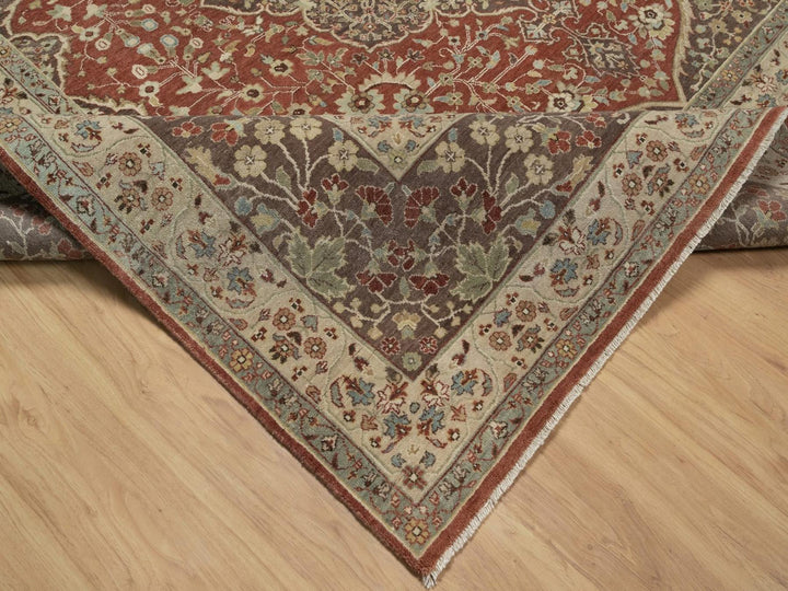 9'11" x 10'4" New Hand Knotted Red Wool Square Oriental Rug - MOA10292460