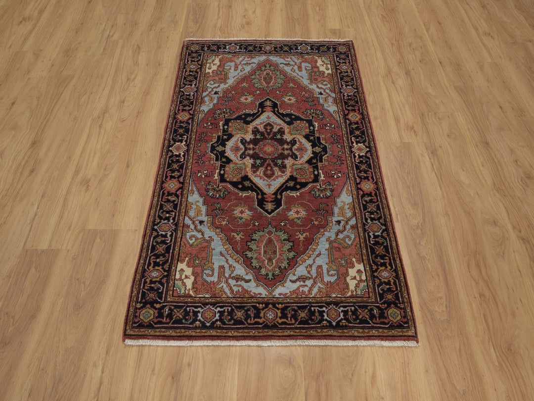 3'0" x 5'3" New Hand Knotted Red Wool Rectangle Oriental Rug - MOA10292461