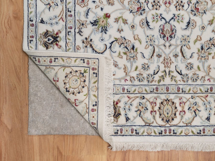 4'2" x 6'2" New Hand Knotted Ivory Wool & Silk Rectangle Oriental Rug - MOA10292463