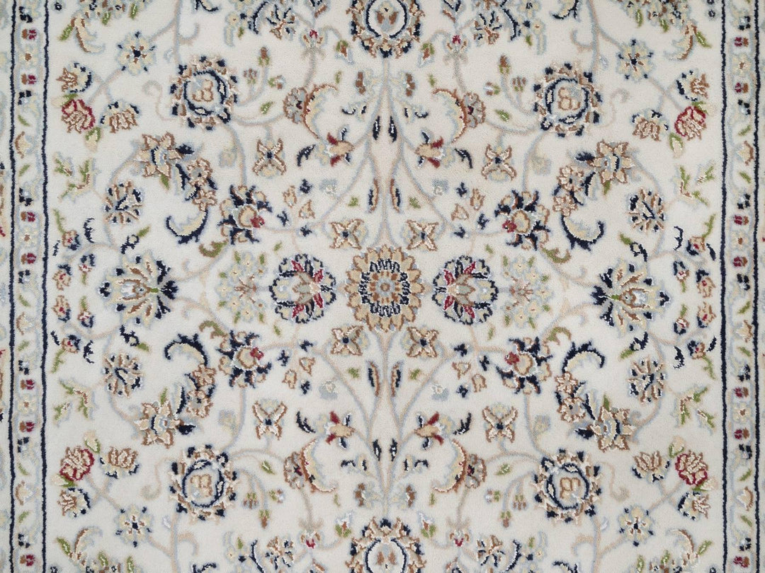 4'2" x 6'2" New Hand Knotted Ivory Wool & Silk Rectangle Oriental Rug - MOA10292463