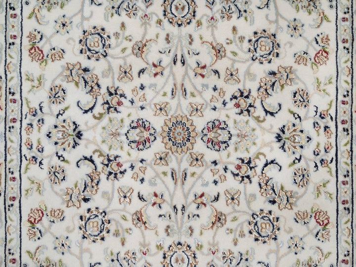4'2" x 6'2" New Hand Knotted Ivory Wool & Silk Rectangle Oriental Rug - MOA10292463