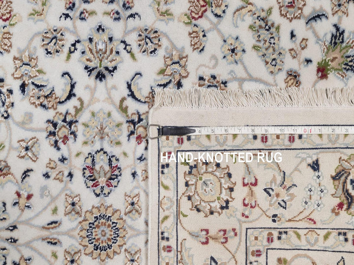 4'2" x 6'2" New Hand Knotted Ivory Wool & Silk Rectangle Oriental Rug - MOA10292463