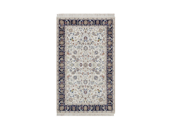 3'1" x 5'2" New Hand Knotted Ivory Wool & Silk Rectangle Oriental Rug - MOA10292464