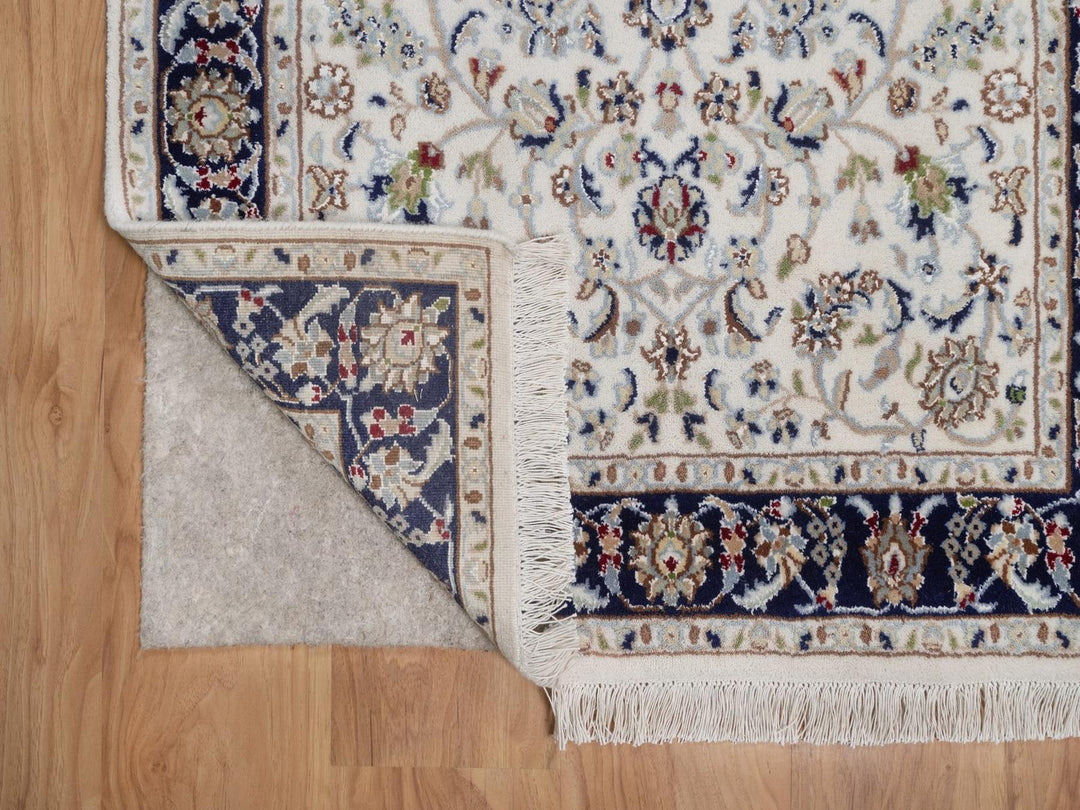 3'1" x 5'2" New Hand Knotted Ivory Wool & Silk Rectangle Oriental Rug - MOA10292464