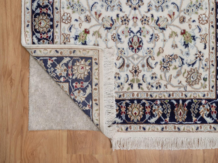 3'1" x 5'2" New Hand Knotted Ivory Wool & Silk Rectangle Oriental Rug - MOA10292464