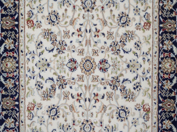 3'1" x 5'2" New Hand Knotted Ivory Wool & Silk Rectangle Oriental Rug - MOA10292464