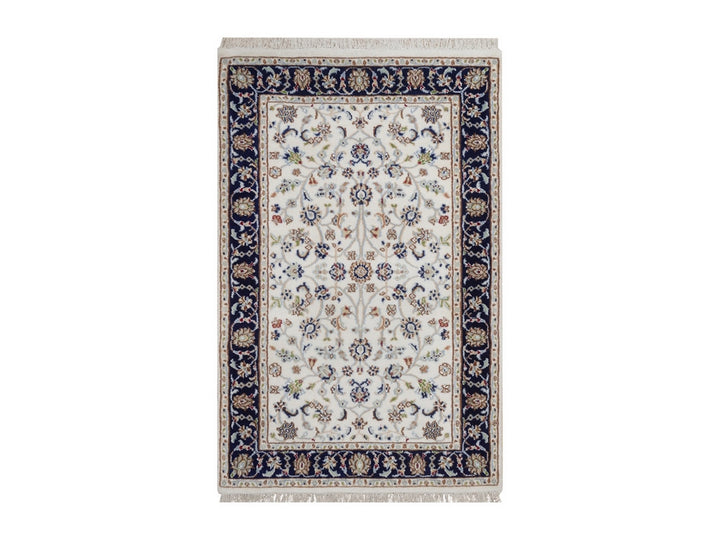 2'8" x 4'2" New Hand Knotted Ivory Wool & Silk Rectangle Oriental Rug - MOA10292465