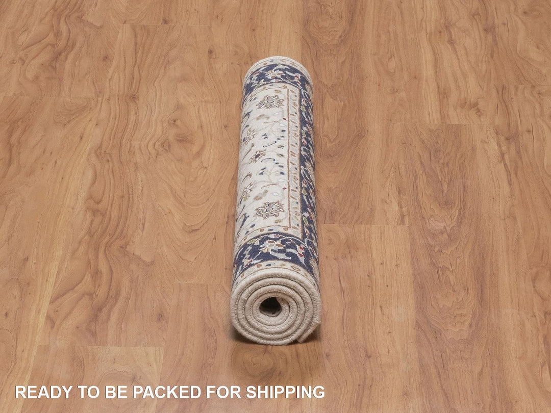 2'8" x 4'2" New Hand Knotted Ivory Wool & Silk Rectangle Oriental Rug - MOA10292465