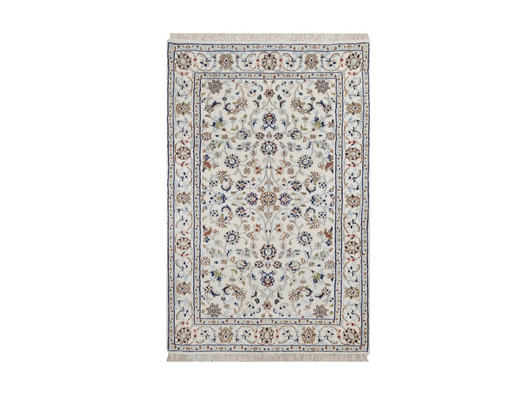 2'8" x 4'1" New Hand Knotted Ivory Wool & Silk Rectangle Oriental Rug - MOA10292466