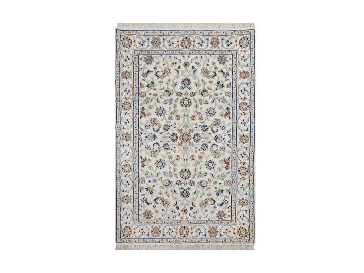 2'8" x 4'1" New Hand Knotted Ivory Wool & Silk Rectangle Oriental Rug - MOA10292466