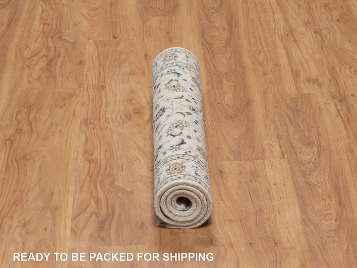 2'8" x 4'1" New Hand Knotted Ivory Wool & Silk Rectangle Oriental Rug - MOA10292466