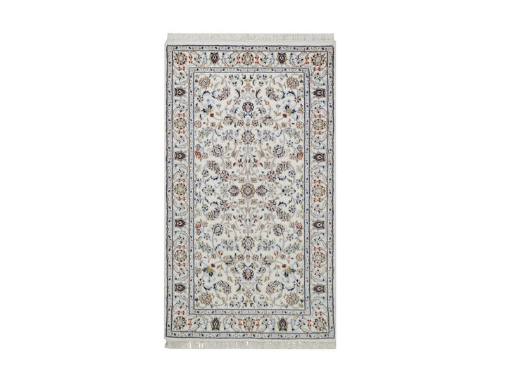 3'0" x 5'2" New Hand Knotted Ivory Wool & Silk Rectangle Oriental Rug - MOA10292467