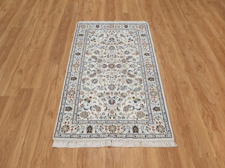 3'0" x 5'2" New Hand Knotted Ivory Wool & Silk Rectangle Oriental Rug - MOA10292467