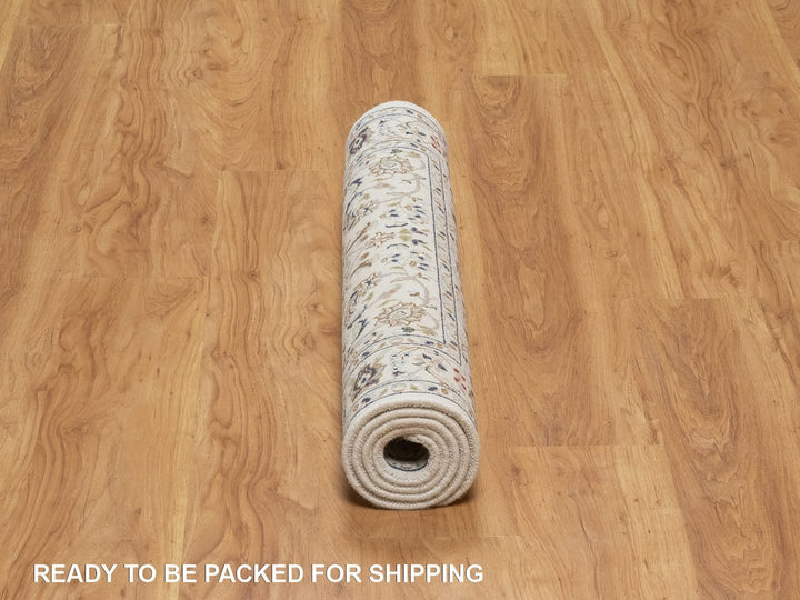 3'0" x 5'2" New Hand Knotted Ivory Wool & Silk Rectangle Oriental Rug - MOA10292467