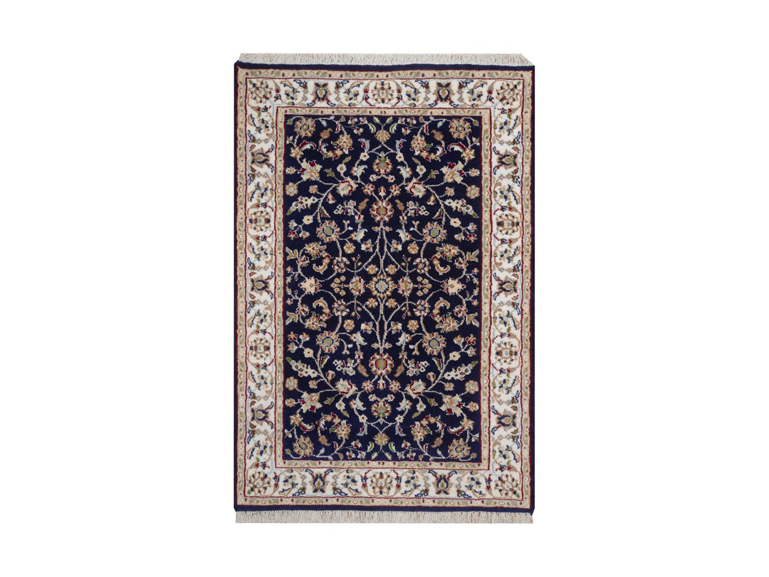 2'9" x 4'1" New Hand Knotted Blue Wool & Silk Rectangle Oriental Rug - MOA10292468