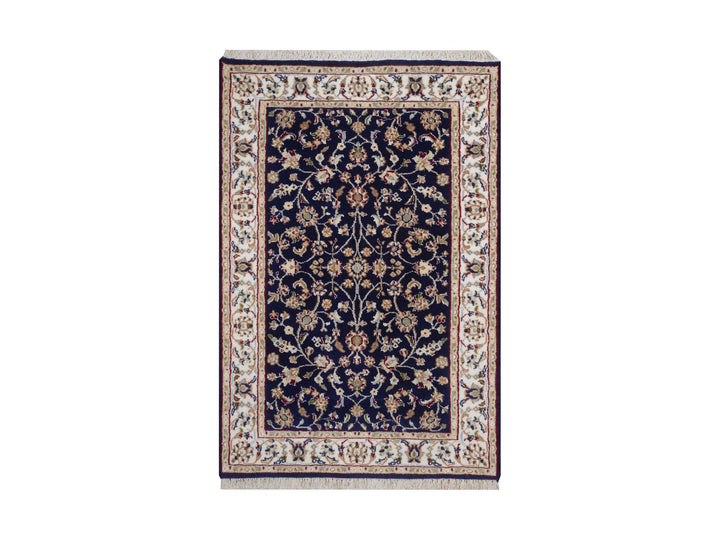 2'9" x 4'1" New Hand Knotted Blue Wool & Silk Rectangle Oriental Rug - MOA10292468