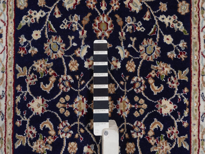 2'9" x 4'1" New Hand Knotted Blue Wool & Silk Rectangle Oriental Rug - MOA10292468