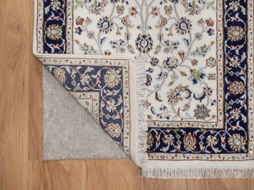 2'8" x 4'2" New Hand Knotted Ivory Wool & Silk Rectangle Oriental Rug - MOA10292469