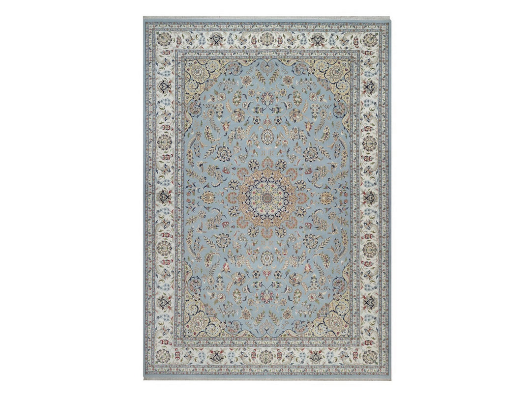 9'9" x 14'2" New Hand Knotted Blue Wool & Silk Rectangle Oriental Rug - MOA10292482