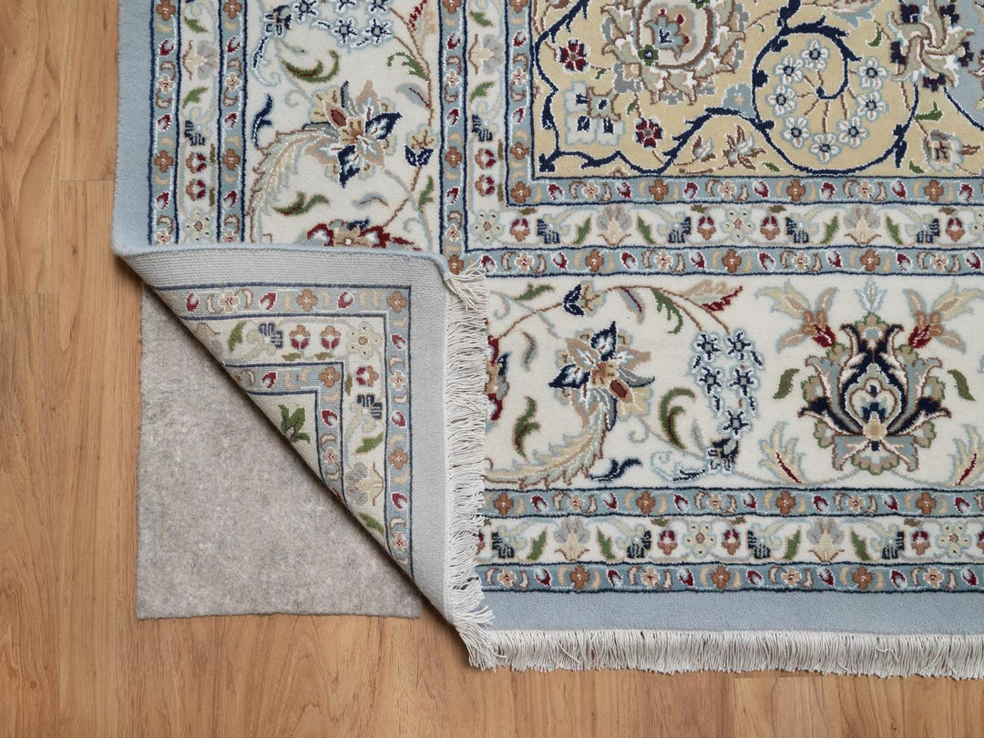 9'9" x 14'2" New Hand Knotted Blue Wool & Silk Rectangle Oriental Rug - MOA10292482