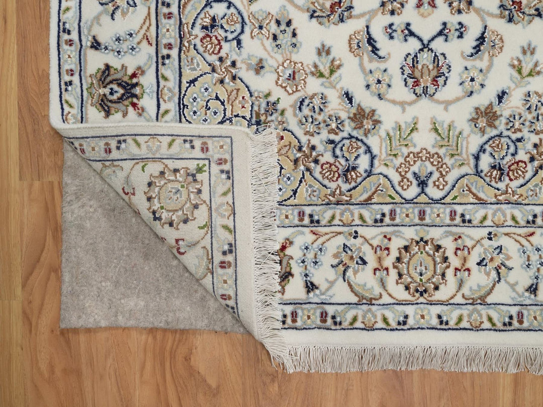 4'2" x 6'2" New Hand Knotted Ivory Wool & Silk Rectangle Oriental Rug - MOA10292483