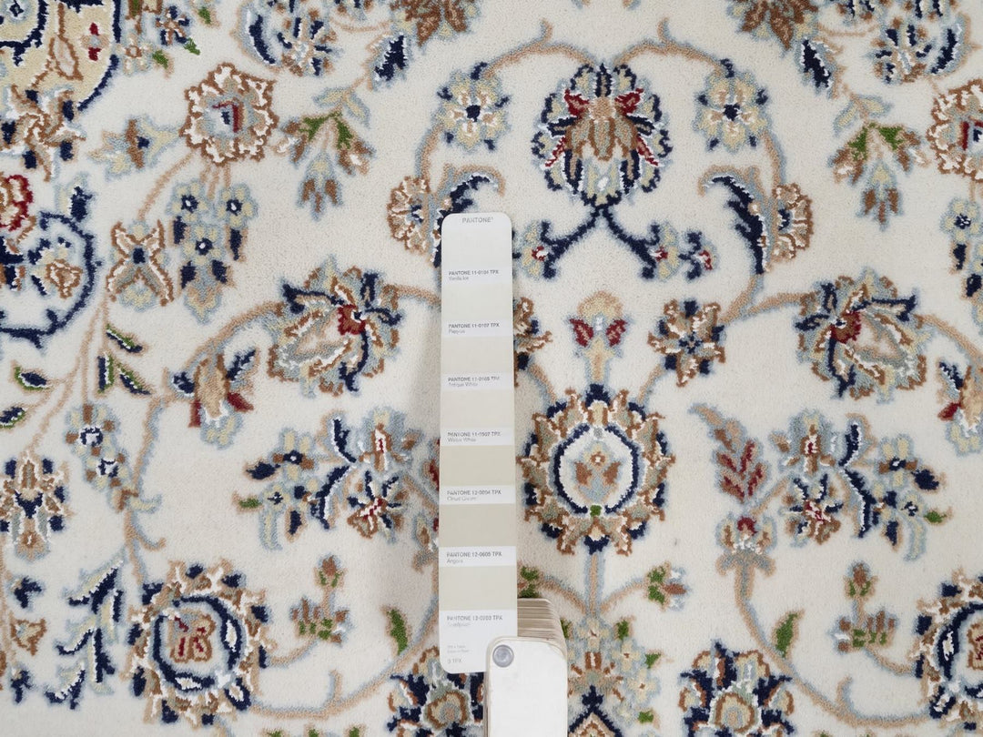 4'2" x 6'2" New Hand Knotted Ivory Wool & Silk Rectangle Oriental Rug - MOA10292483